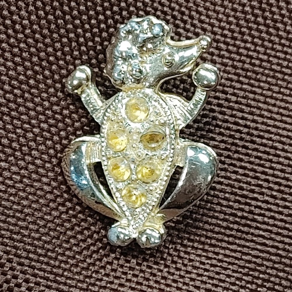 Vintage Poodle Rhinestone Brooch Pin